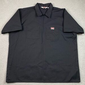 Ben Davis 1/2 Zip Shirt Men's Size 2XL Black Canvas Short Sleeve VTG Made In USA